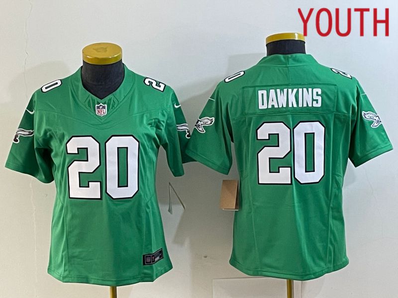 Youth  Philadelphia Eagles #20 Dawkins Green 2023 Nike Vapor Limited NFL Jersey style 1